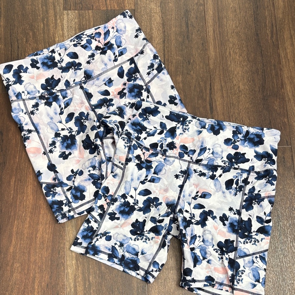 GAIAM Women's Floral Bike Shorts - Blue and Pink